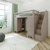 Kivik Sand Twin Size Storage Loft Bed with Stairs Angled View Room