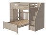 Kivik Sand Twin over Full L Shaped Bunk Beds with Storage Right Side Angled View