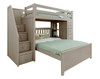 Kivik Sand Twin over Full L Shaped Bunk Beds with Storage with Storage Stairs on Left