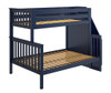 Braxton Blue Twin over Full Bunk Bed with Stairs Side View