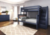 Braxton Blue Twin over Full Bunk Beds with Stairs Angled View Room