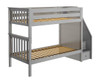 Rylan Gray Twin Bunk Beds with Stairs Side View