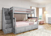 Rylan Gray Twin over Full Bunk Bed with Stairs shown with Optional Set of 3 Storage Drawers Room