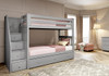 Rylan Gray Twin Bunk Beds with Stairs shown with Optional Twin Storage Trundle Room