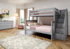 Rylan Gray Twin over Full Bunk Beds with Stairs Angled View Room