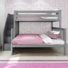 Rylan Gray Twin over Full Bunk Beds with Stairs Front View Room