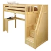 Irving Natural Twin Loft Bed with Stairs and Desk