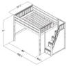 Irving Natural Full Size Loft Bed with Stairs and Desk Dimensions