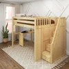 Irving Natural Full Size Loft Bed with Stairs and Desk Right Angled View Room