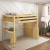 Irving Natural Full Size Loft Bed with Stairs and Desk Left Angled View Room