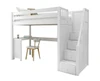 Irving White Loft Bed with Stairs and Desk