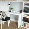 Irving White Loft Bed with Stairs and Desk Corner Desk shown along Back of Bed