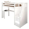 Irving White Twin Loft Bed with Stairs and Desk