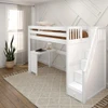 Irving White Twin Loft Bed with Stairs and Desk Right Angled View Room