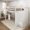 Irving White Full Size Loft Bed with Stairs and Desk Right Angled View Room