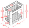 Draco Gray Twin Bunk Beds with Storage Dimensions