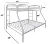 Hudson White Twin over Queen Bunk Bed Dimensions