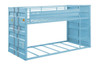 Shipping Container Aqua Low Bunk Beds Angled View No Mattresses