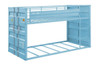 Shipping Container Aqua Low Bunk Beds Angled View No Mattresses