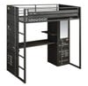 Shipping Container Gray Loft Bed with Desk and Storage Angled View
