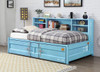 Shipping Container Big Bookcase Aqua Twin Daybed with Trundle Trundle In Room