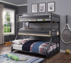 Shipping Container Gray Three Bunk Bed Room