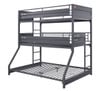 Shipping Container Gray Three Bunk Bed Angled View No Mattresses