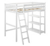 Wilde White Twin Loft Bed Shelves on Right-Ladder on Left Angled View