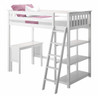 Wilde White Twin Loft Bed with Desk Desk on Left Inside