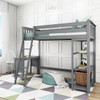 Grandview Gray Twin Loft Bed with Desk Desk on Left Outside Room