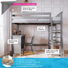 Grandview Gray Twin Loft Bed with Desk Information