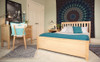 Becks Natural Queen Bed Front Angled View Room