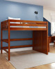 Hayes Chestnut Queen Loft Bed with Stairs Left Side Angled View Room