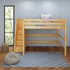 Hayes Natural Queen Loft Bed with Stairs Front View Room