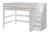 Hayes White Queen Loft Bed with Stairs