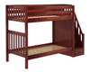 Upton Chestnut Twin over Twin Bunk Bed with Stairs Left View-Slatted