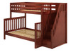 Upton Chestnut Twin over Full Bunk Bed with Stairs-Slatted