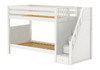 Sheridan White Twin over Twin Bunk Bed with Stairs-Panel
