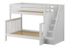Sheridan White Twin over Full Bunk Bed with Stairs-Slatted