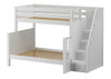Sheridan White Twin over Full Bunk Bed with Stairs-Panel