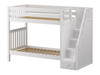 Sheridan White Twin over Twin Bunk Bed with Stairs-Slatted