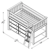 Baldwin Blue Twin Low Loft Bed with Storage Dimensions