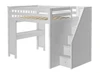 Anaya White Full Size Loft Bed with Desk Right Side View Stairs on Right