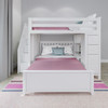 Chelsea White Full over Full L Shaped Bunk Beds Front View Room