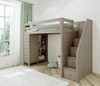 Kivik Sand Twin Loft Bed with Stairs Room Right Side Angled View