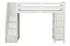 Chelsea White Twin Loft Bed with Stairs Front View