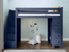 Baldwin Blue Twin Loft Bed with Stairs Front View