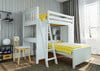 Chelsea White L Shape Loft Bed Left Side Angled View Room