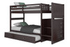 Huntington Espresso Twin over Twin Bunk Beds with Stairs shown with Optional Twin Trundle