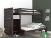 Huntington Espresso Twin over Full Bunk Beds with Stairs Room